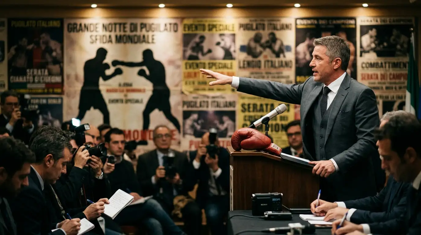 Promoter annuncia un futuro match di boxe in una conferenza stampa