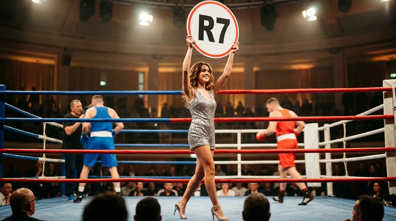 Cartellino segnaround a bordo ring indica il round corrente di un match di boxe