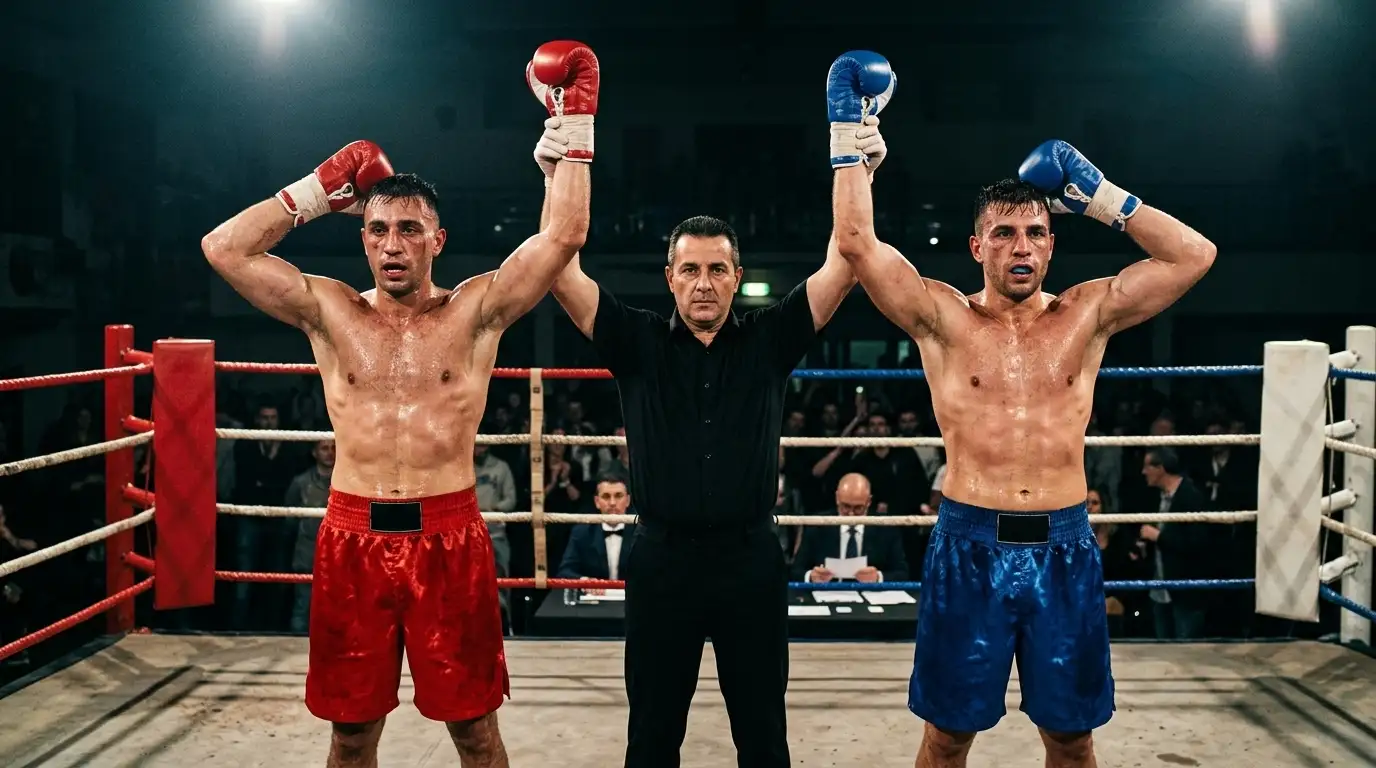 Pugili attendono la decisione dei giudici al centro del ring